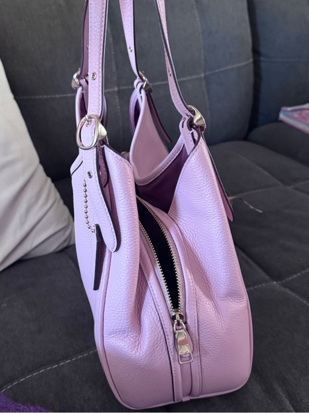 Coach Pink Pebbled Leather Double-Handle Shoulder Bag - Picture 3 of 7